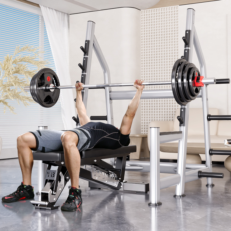 Heavy Equipment Gym - แร็คสควอทแบบ Power Cage, แร็คยกน้ำหนักแบบใช้แผ่นน้ำหนักพร้อมแขนกันกระแทกสำหรับการยกน้ำหนักและฝึกความแข็งแรง, อุปกรณ์ออกกำลังกายเชิงพาณิชย์